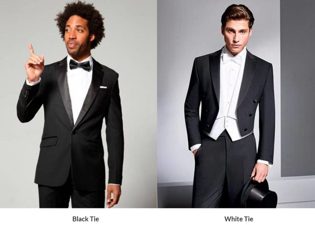 white-tie vs black tie formal dress code