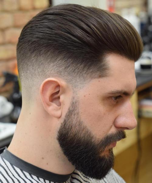 Tapper Fade Pompadour mens short hairstyles