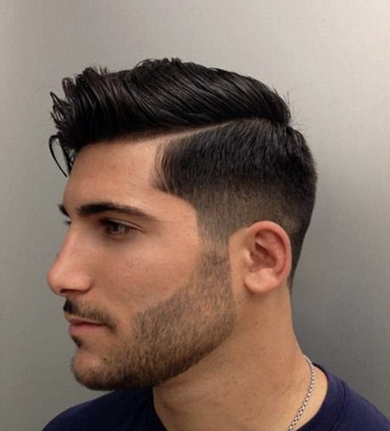Side Part With A Fade Pompadour mens short hairstyles