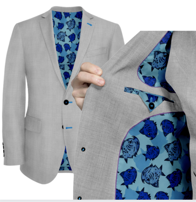Grey Suit With Blue Fish Uniform