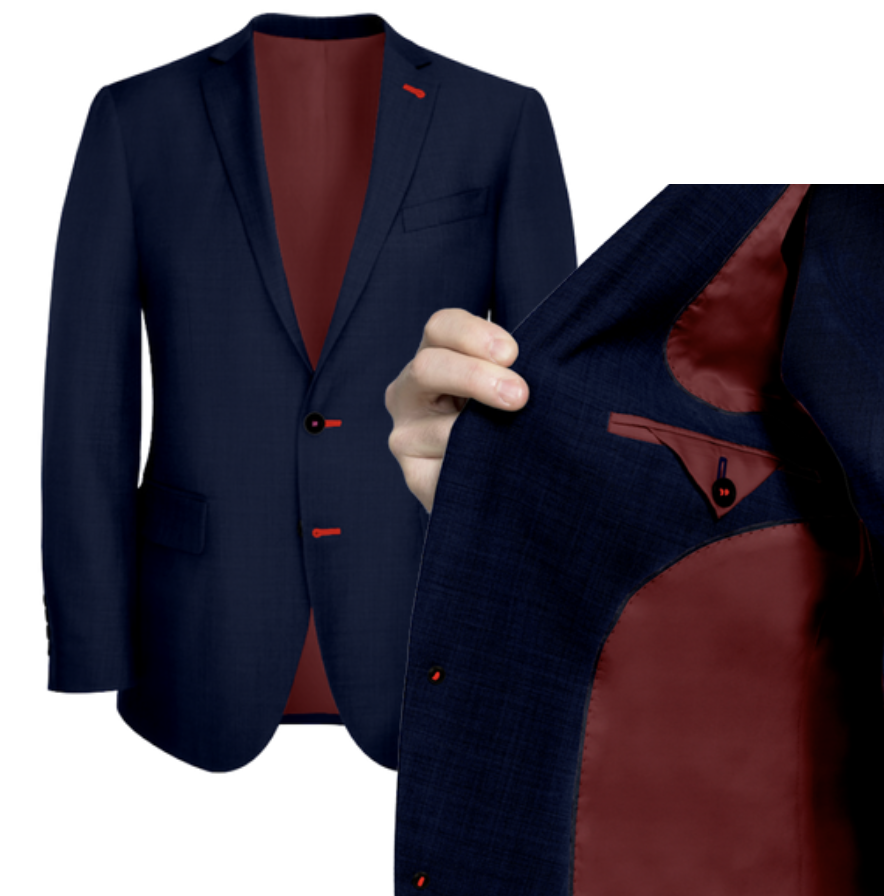 Navy With Red Solid Lining