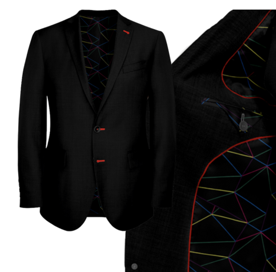 Black Suit With red abstract Lining